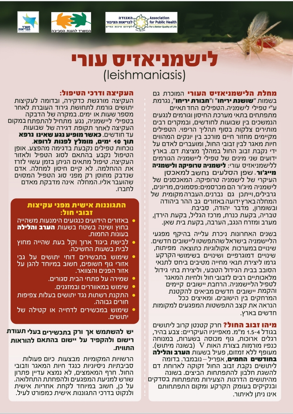 דף מידע בנושא הלישמניה